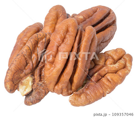 Pecan nut on white isolated background 109357046