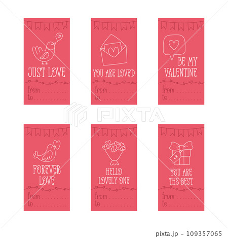 Valentines Day printable gift tags template in doodle style Valentines Day printable gift tags template in doodle style 109357065