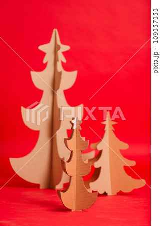 Christmas Tree Made Of Cardboard. Unique Trees. New Year 109357353
