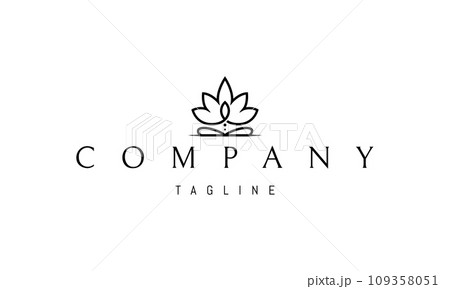 A vector logo with an abstract image of a meditator on a background of lotus petals. A vector logo with an abstract image of a meditator on a background of lotus petals. 109358051