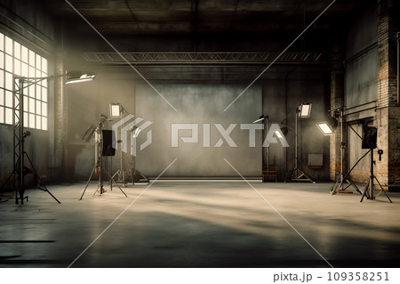 Modern photo studio with equipment. Generative AI 109358251