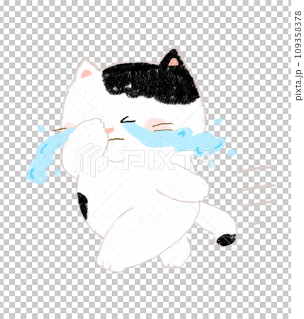 Cat running while crying, hand drawn 109358378