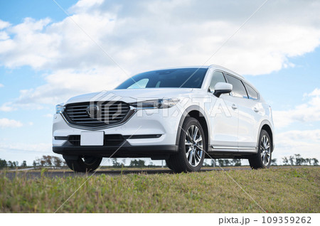 白いSUVタイプの乗用車 109359262