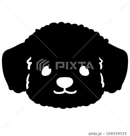 かわいいチワプーのシルエット　正面顔 109359535