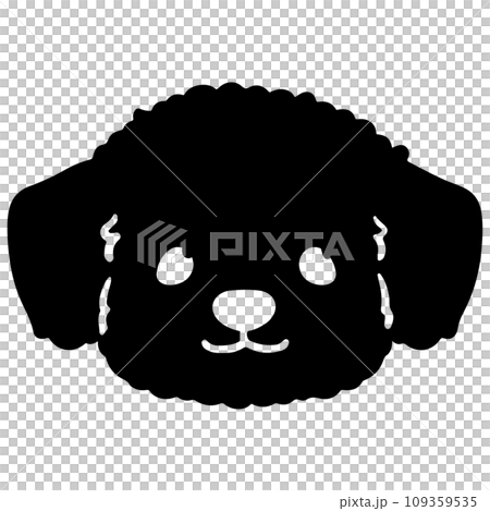 かわいいチワプーのシルエット　正面顔 109359535