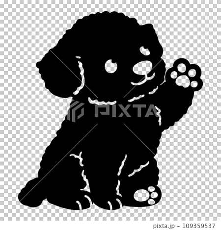 Silhouette of a cute chihuahua poo waving while sitting Silhouette of a cute chihuahua poo waving while sitting 109359537