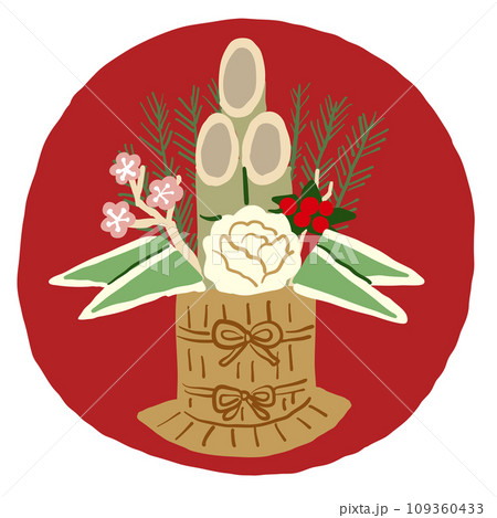 白い花が真ん中にある門松 白い花が真ん中にある門松 109360433