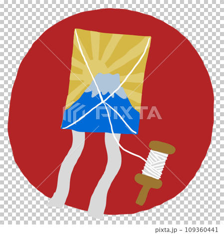 お正月の遊びの富士山の絵の凧揚げ 109360441