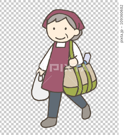 日常の買い物をする女性のイラスト 109360682