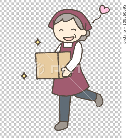 段ボール箱を持ち嬉しそうな女性のイラスト 109360695