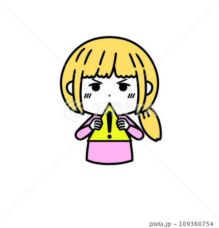 警告マークを持つ女性のイラスト 警告マークを持つ女性のイラスト 109360754