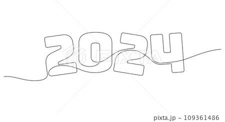 continuous line drawing 2024 beginning of the year thin line illustration continuous line drawing 2024 beginning of the year thin line illustration 109361486