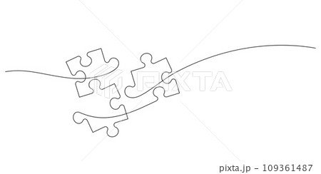 business solution minimalist concept jigsaw puzzle in continuous line drawing 109361487