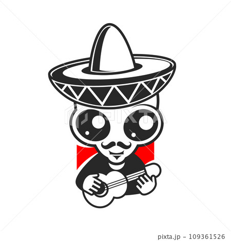 cute cartoon alien playing mexican guitar. vector illustration for mascot logo cute cartoon alien playing mexican guitar. vector illustration for mascot logo 109361526