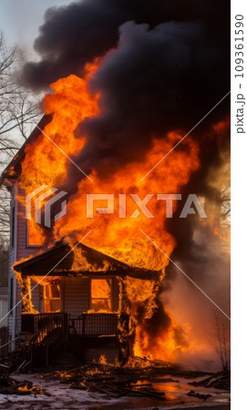 Fire in private house Fire in private house 109361590