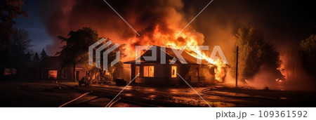 Fire in private house 109361592