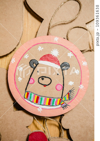 Cardboard toys for the Christmas tree or garland. New year decorations. 109361638