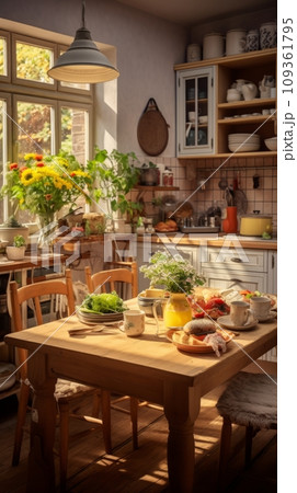 Cozy farmhouse style kitchen interior Cozy farmhouse style kitchen interior 109361795