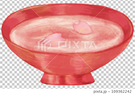 A cup with cherry blossom petals floating on it 109362242