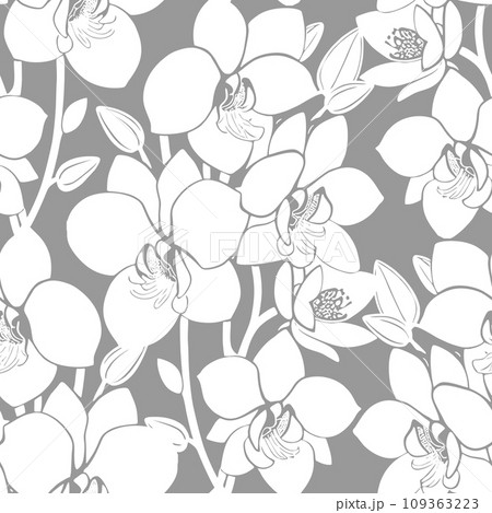 seamless gray and white floral pattern, monochrome ornament, design, texture seamless gray and white floral pattern, monochrome ornament, design, texture 109363223