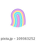 Stylized Finger print colorful icon. Fingerprint lock secure concept. Security logo vector icon illustration of unique fingerprint 109363252