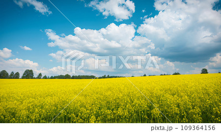 菜の花畑と空 109364156