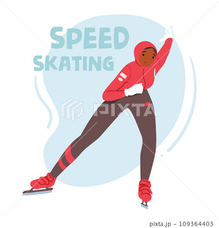 Female Character Engage In Speed Skating, A Thrilling Winter Sport, Involves Athletes Gliding Gracefully On Ice 109364403