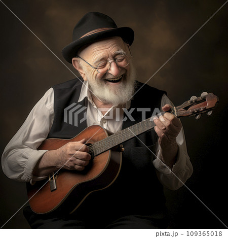 lifestyle photo humor an old elderly musician playing a guitar lifestyle photo humor an old elderly musician playing a guitar 109365018