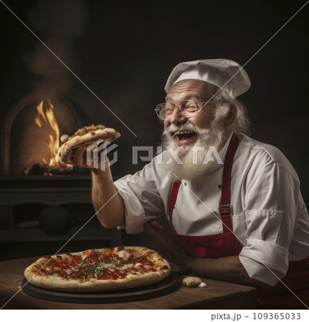 lifestyle photo humor an elderly old chef 109365033