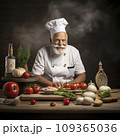 lifestyle photo humor an elderly old chef 109365036
