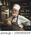 lifestyle photo humor an old elderly restaurant chef 109365039