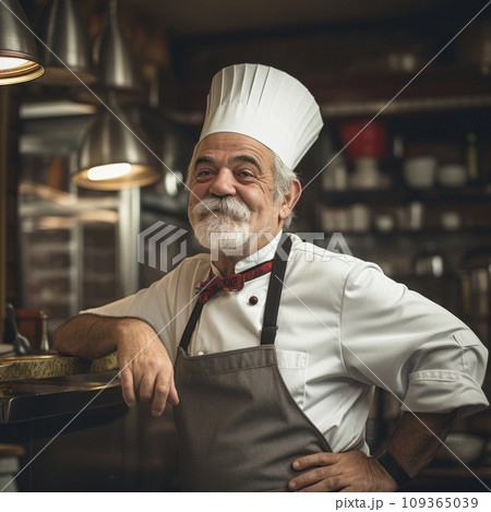 lifestyle photo humor an old elderly restaurant chef lifestyle photo humor an old elderly restaurant chef 109365039