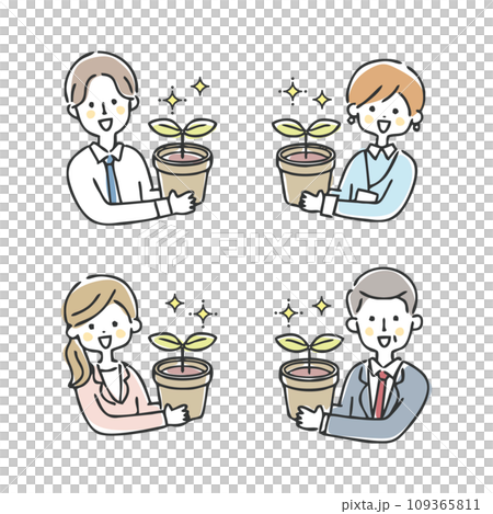 business people growing plants business people growing plants 109365811