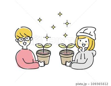 植物を育てる男女 109365812