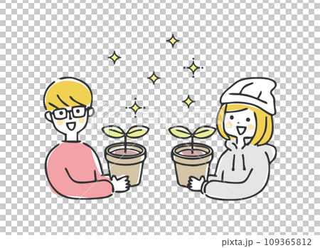 植物を育てる男女 109365812
