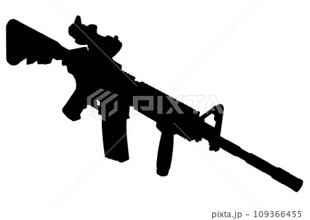 M4 Carbine with optic sight black silhouette 109366455