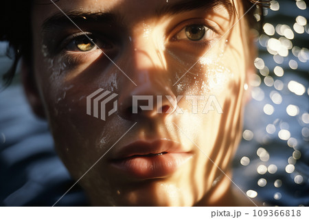 見つめる男性の瞳　AI画像 109366818