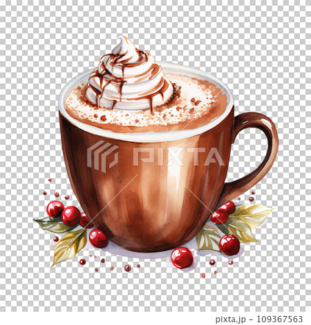cup of hot chocolate with whipped cream. AI generated image 109367563