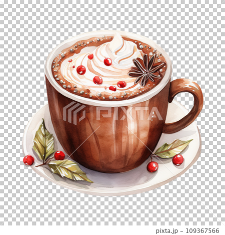 cup of hot chocolate with whipped cream. AI generated image cup of hot chocolate with whipped cream. AI generated image 109367566