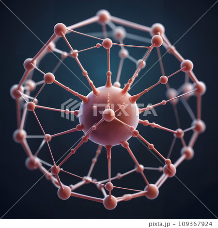 A close up digital illustration of quantum biology and a single cell. 109367924