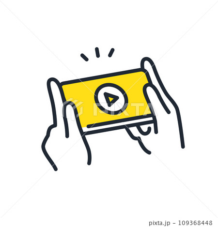 スマートフォンで動画コンテンツを視聴するシンプルなベクターアイコンイラスト素材 スマートフォンで動画コンテンツを視聴するシンプルなベクターアイコンイラスト素材 109368448
