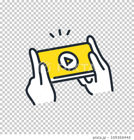 スマートフォンで動画コンテンツを視聴するシンプルなベクターアイコンイラスト素材 スマートフォンで動画コンテンツを視聴するシンプルなベクターアイコンイラスト素材 109368448