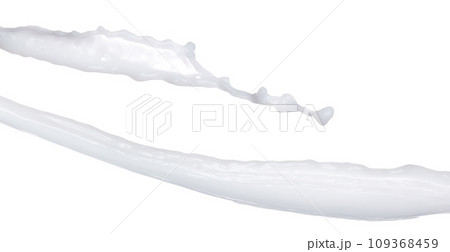 Milk yogurt white water droplet shape form fly splashing. Milk lotion pour float in mid air. Milk moisturizer explosion throw fluttering. White background isolated high speed shutter freeze motion Milk yogurt white water droplet shape form fly splashing. Milk lotion pour float in mid air. Milk moisturizer explosion throw fluttering. White background isolated high speed shutter freeze motion 109368459