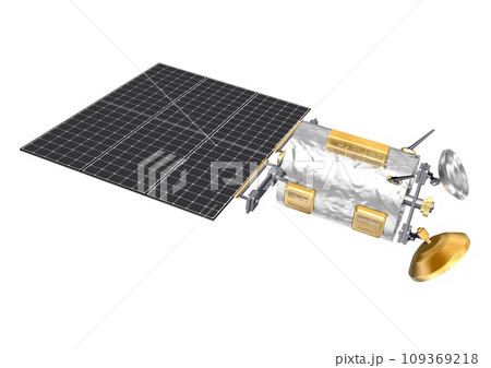 人工衛星　科学衛星　観測衛星　通信衛星など　単体　白バック(3DCGイメージ) 109369218