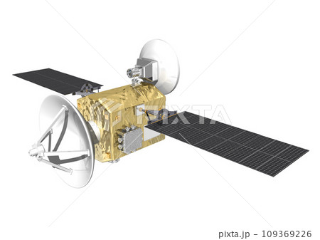 人工衛星 科学衛星 観測衛星 通信衛星など 単体 白バック(3DCGイメージ) 人工衛星 科学衛星 観測衛星 通信衛星など 単体 白バック(3DCGイメージ) 109369226