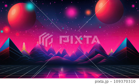 Christmas party background. 80s style abstract music banner. New Year party invitation 109370310