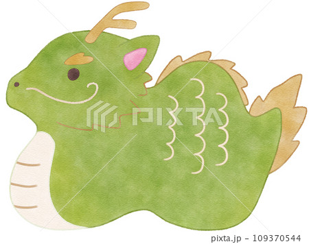 かわいい辰の簡単水彩イラスト　辰年の年賀状素材 109370544