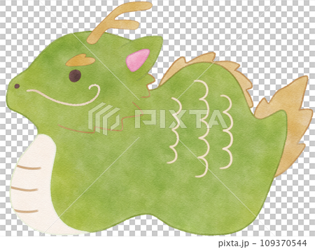 かわいい辰の簡単水彩イラスト　辰年の年賀状素材 109370544