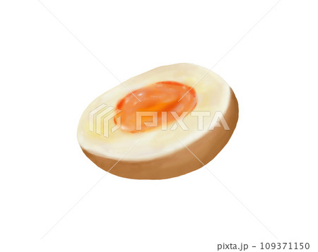 単体の味付け卵（手描き、リアル、写実） 109371150