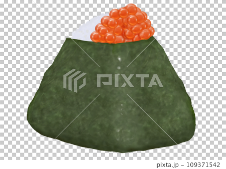 単体のイクラおにぎりのイラスト（手描き、リアル、写実） 109371542